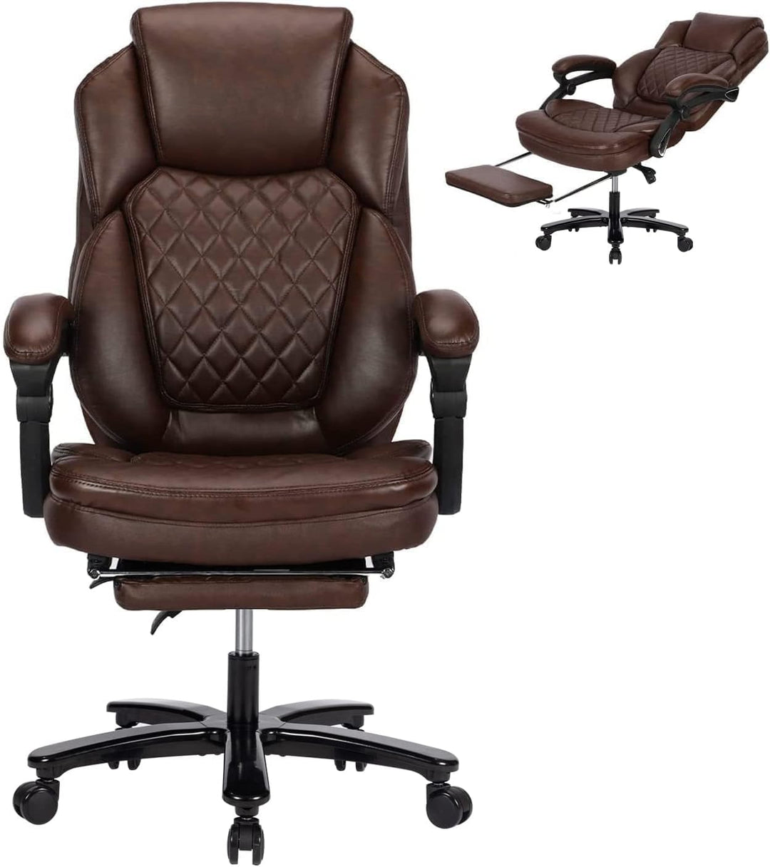 Bosmiller Grosser Chefsessel mit Fussstütze, Office Chair 180kg, Ergonomischer Bürostuhl für Übergrö