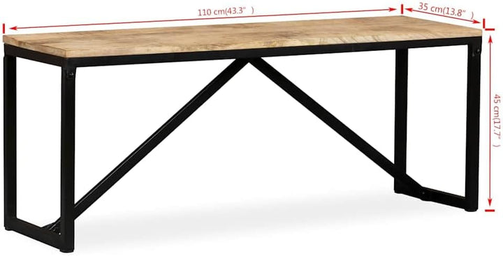 vidaXL Sitzbank Mangoholz Vintage 110x35x45cm Holzbank Wartebank Flurbank Bank 110 x 35 x 45 cm Brau