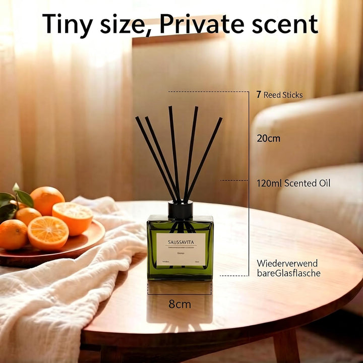 Raumduft Diffuser für Badezimmer,Aroma Diffuser Zitrus Duft mit 7 Duftstäbchen,Natürlich Langanhalte