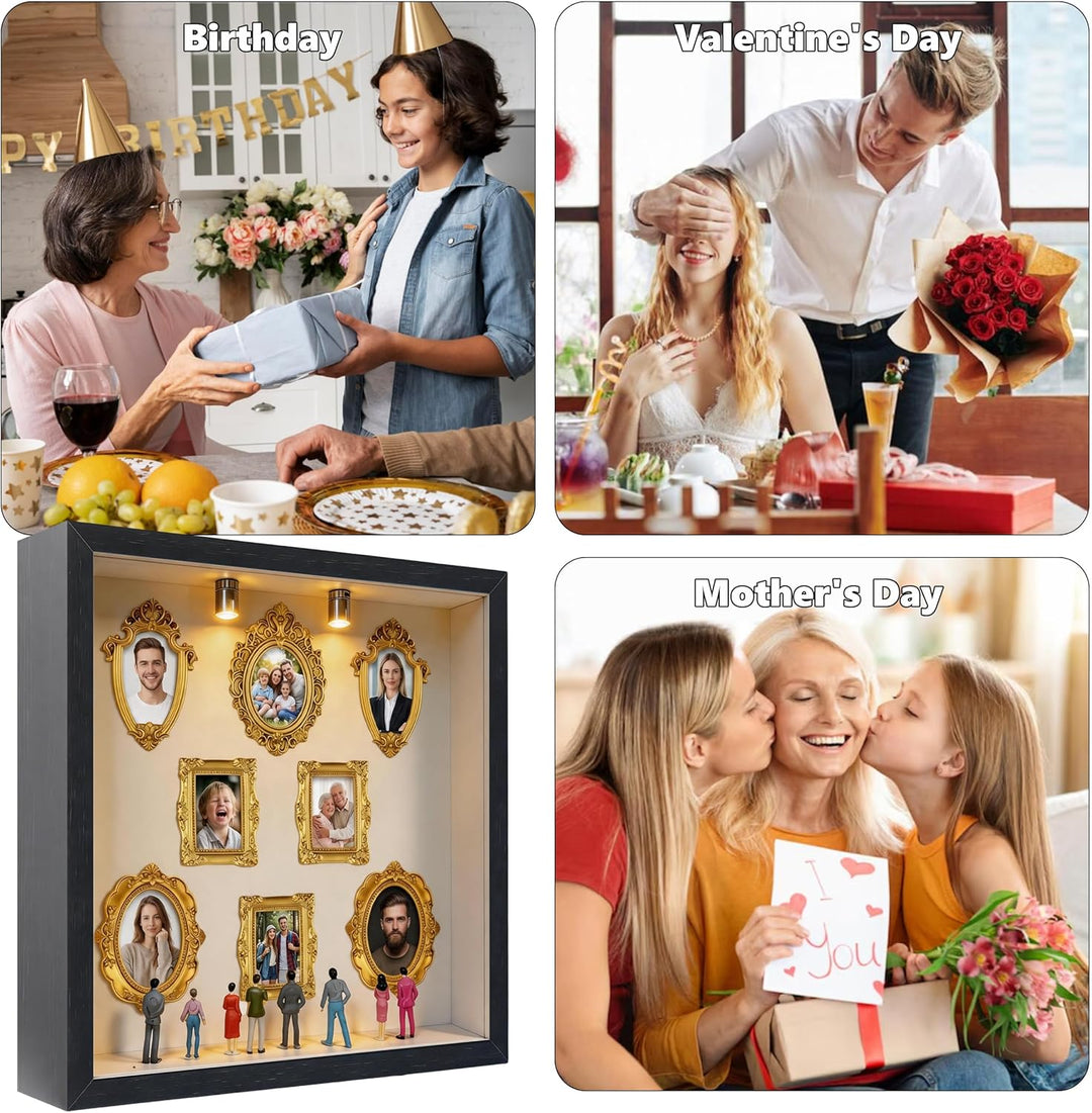 DIY Mini Museum Silhouette Box, Mini Menschen Figuren Museum mit Mini Bilderrahmen Vintage & Miniatu
