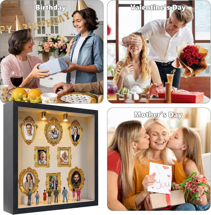 DIY Mini Museum Silhouette Box, Mini Menschen Figuren Museum mit Mini Bilderrahmen Vintage & Miniatu