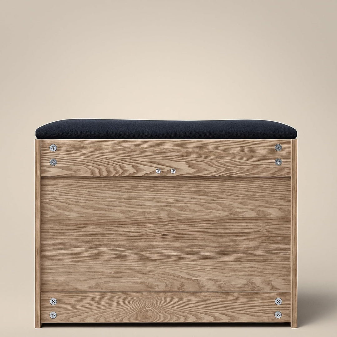 EDAXO MDF Schuhschrank mit Sitzbank und ausziehbaren Regalen, Polyester Polsterung, 57 x 30 x 53 cm,