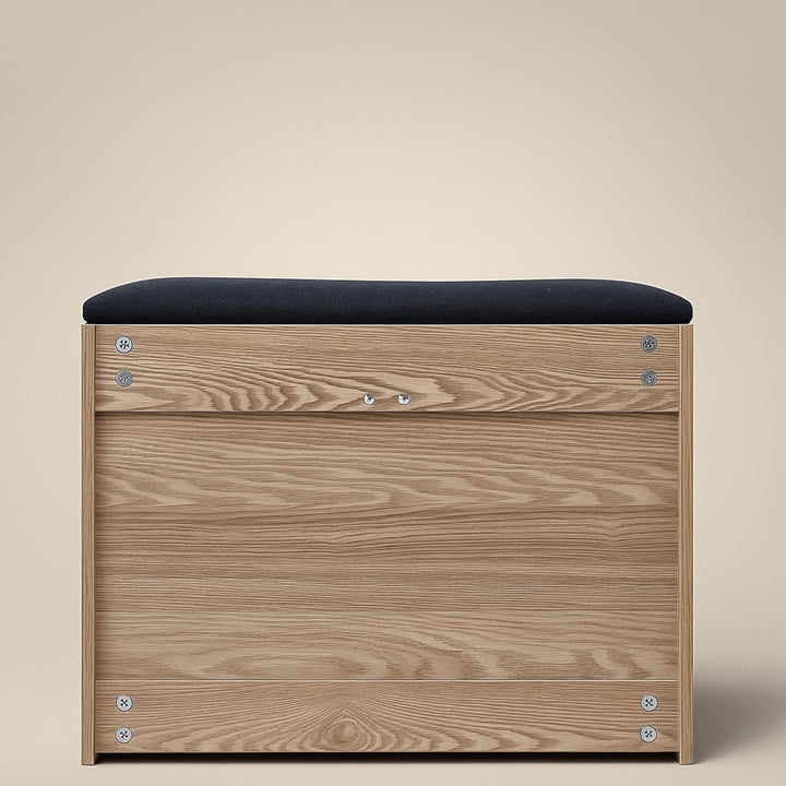 EDAXO MDF Schuhschrank mit Sitzbank und ausziehbaren Regalen, Polyester Polsterung, 57 x 30 x 53 cm,