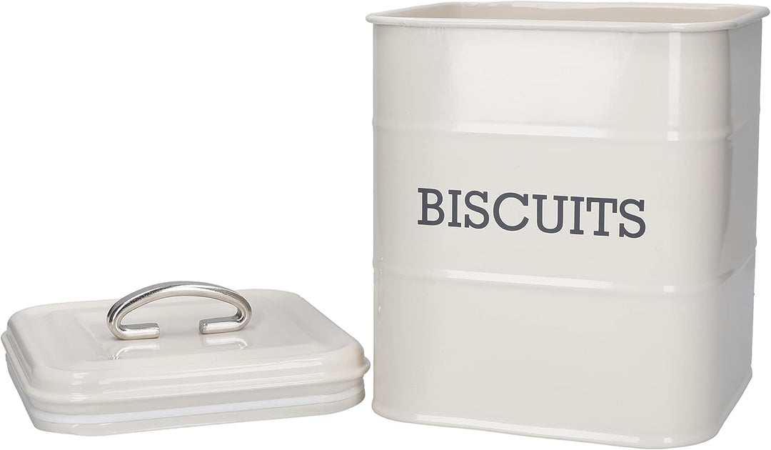 KitchenCraft Living Nostalgie Metall Keksdose, luftdicht, 14,5 x 19cm, antik creme Creme Einzeln, Cr