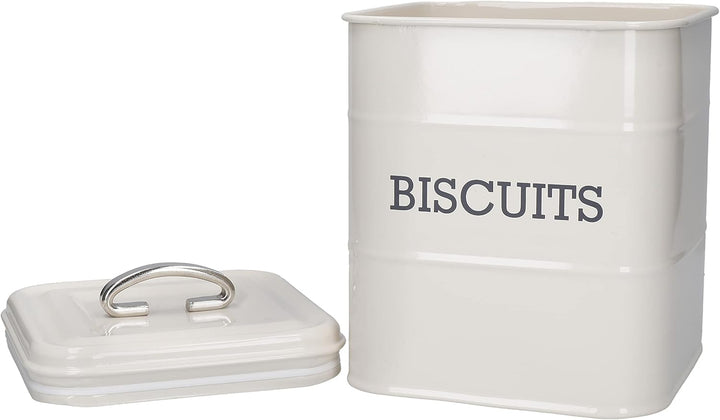 KitchenCraft Living Nostalgie Metall Keksdose, luftdicht, 14,5 x 19cm, antik creme Creme Einzeln, Cr