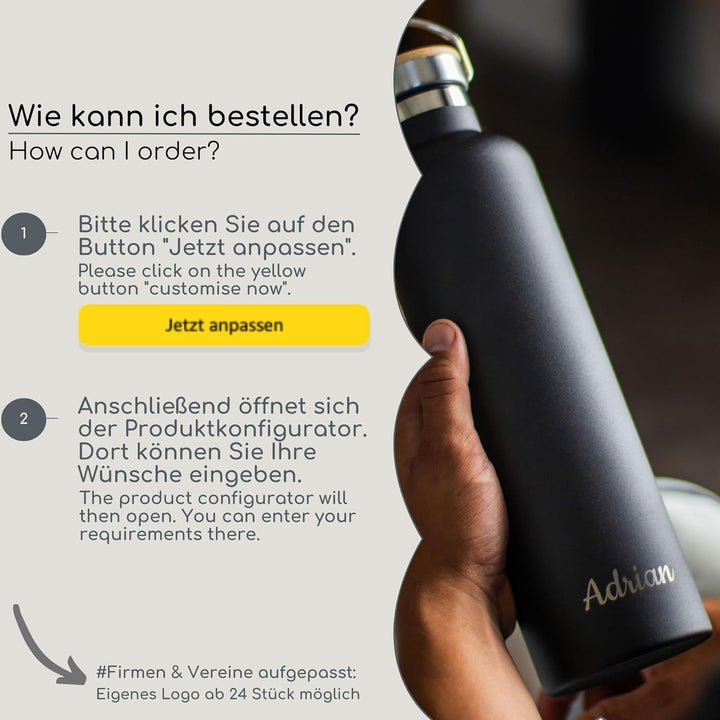 Milu® Trinkflasche mit Gravur personalisiert - als Geschenk-Idee Ostern, Vatertag, Muttertag, Weihna