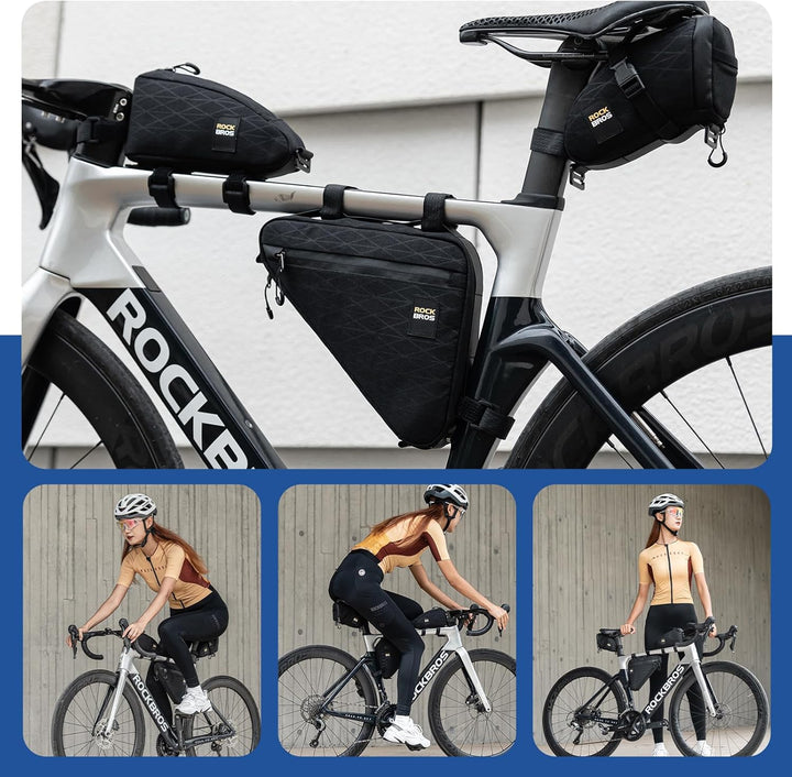 ROCKBROS Fahrradtasche Set Rahmentasche*2 + Satteltasche*1 Abnehmbare Tragbare ca. 1,2L 3 in 1 Umhän