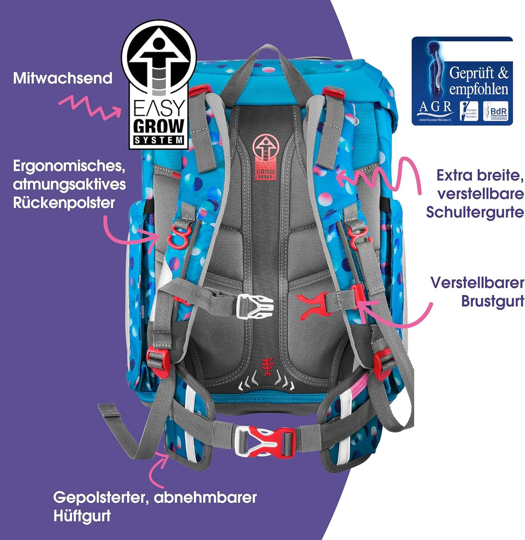 Step by Step Schulranzen-Set FIT „Dolphin Finja“ 5-teilig, blau, Delfin-Design, ergonomischer Tornis