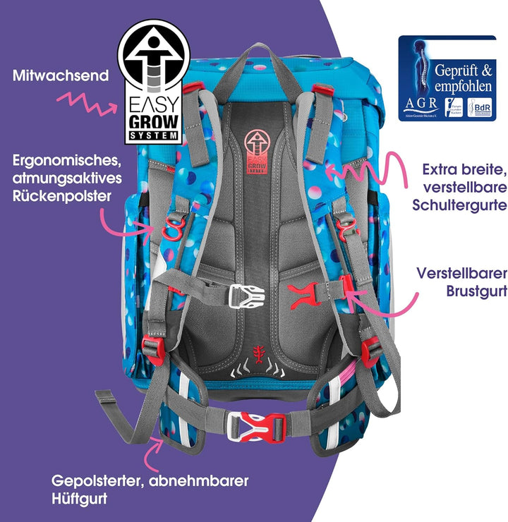 Step by Step Schulranzen-Set FIT „Dolphin Finja“ 5-teilig, blau, Delfin-Design, ergonomischer Tornis