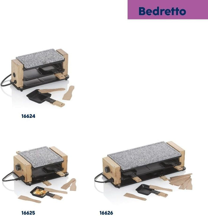 Kela Raclette/Stein BEDRETTO – Granit schwarz, 4 Personen, Raclette-Grill mit Steinplatte und Pfännc