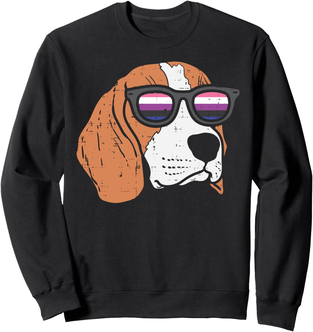 Beagle Dog LGBTQ Genderfluid Flag Non-Binary Dog Lover Sweatshirt