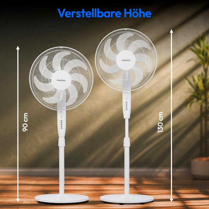 MEDION P21 SF Standventilator mit Fernbedienung (Ventilator leise, 3 Modi Schlafmodus Natur Oszilier