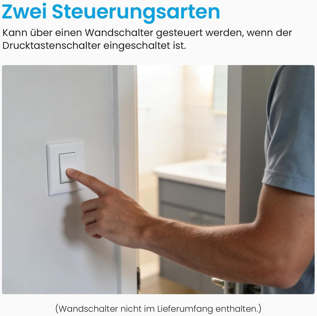 Heilmetz LED Badspiegel Rund 60cm mit Acrylrahmen, Badezimmerspiegel mit Beleuchtung & Uhr, Wandspie