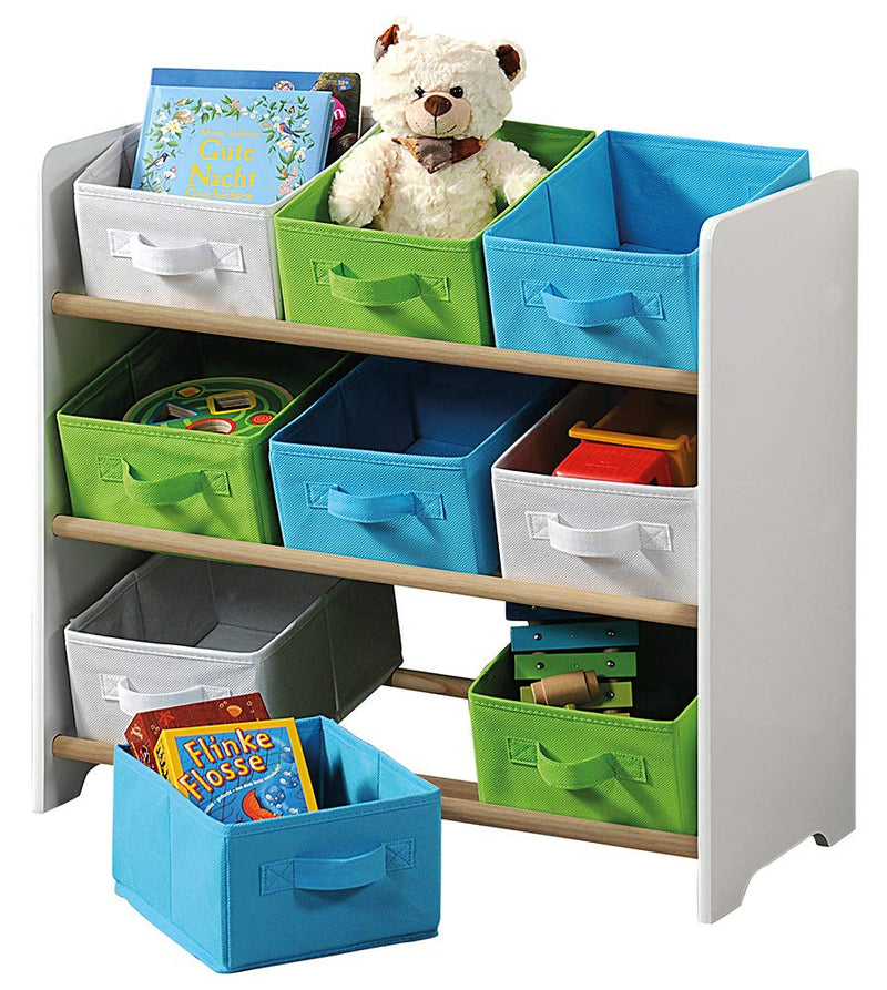 Kesper | Kinderregal mit Boxen, Material: Faserplatte, Masse: 66 x 30 x 59,5 cm, Farben: Weiss, Grün