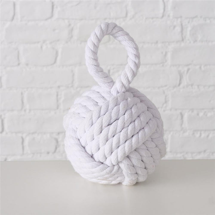 Boltze Türstopper Set Jute Knoten Natur Strick Kugel Stoff Boden 1,5 kg Gewicht mit praktischer Schl