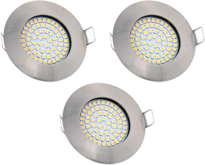 vislux LED Einbaustrahler 230V - 58mm - 70mm - Edelstahlgebürstete Einbauspots Badezimmer- Energiesp