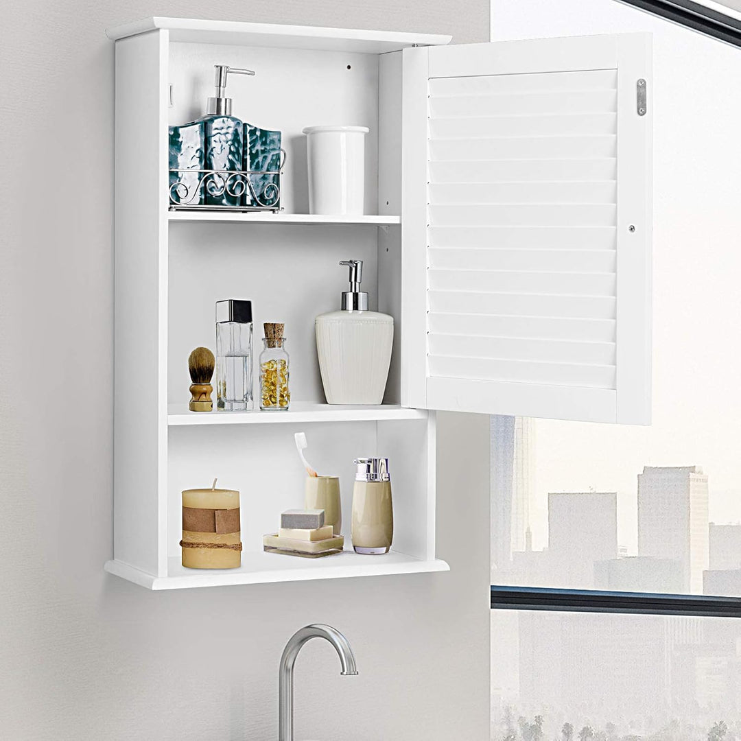 GOPLUS Hängeschrank weiss, Badezimmerschrank mit verstellbarem Fächer & Ablage, Badschrank, Küchensc
