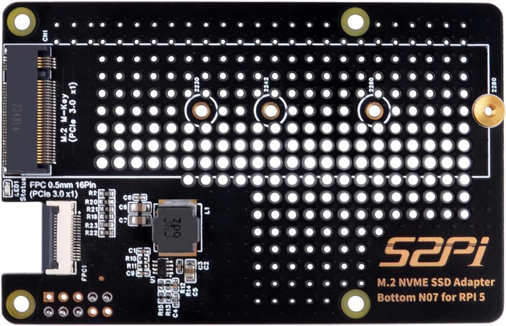 GeeekPi N07 M.2 PCIe to NVMe Bottom SSD Pip PCIe Peripheral Board for Raspberry Pi 5,Support M.2 Key