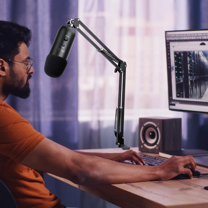 YOUSHARES Blue Yeti Mikrofon Arm, Blue Yeti Mikrofonständer mit Popschutz, Mikrofonarm mit Windschut