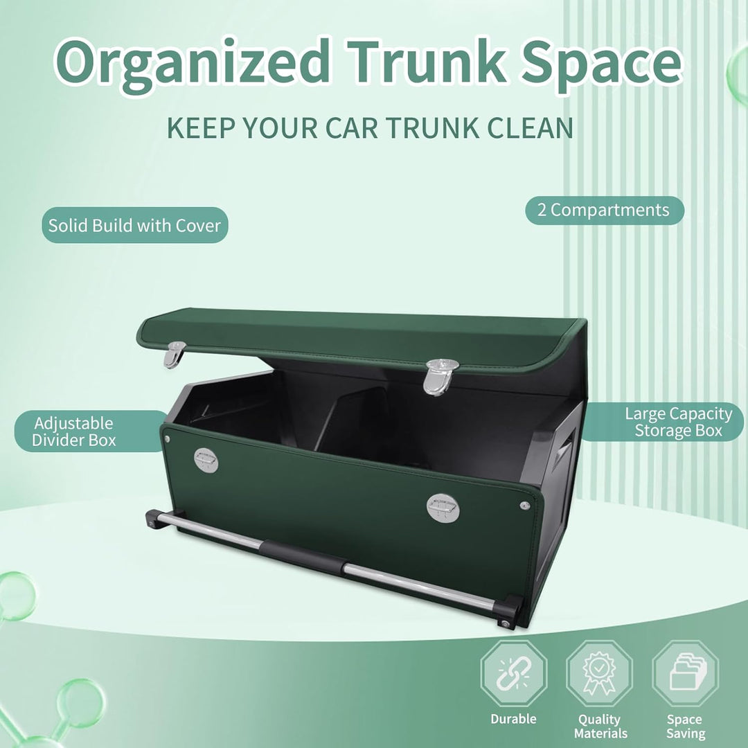 Auto Kofferraum Organizer mit Deckel, Premium Leder Kofferraumtasche mit stabilem Griff, Multifunkti
