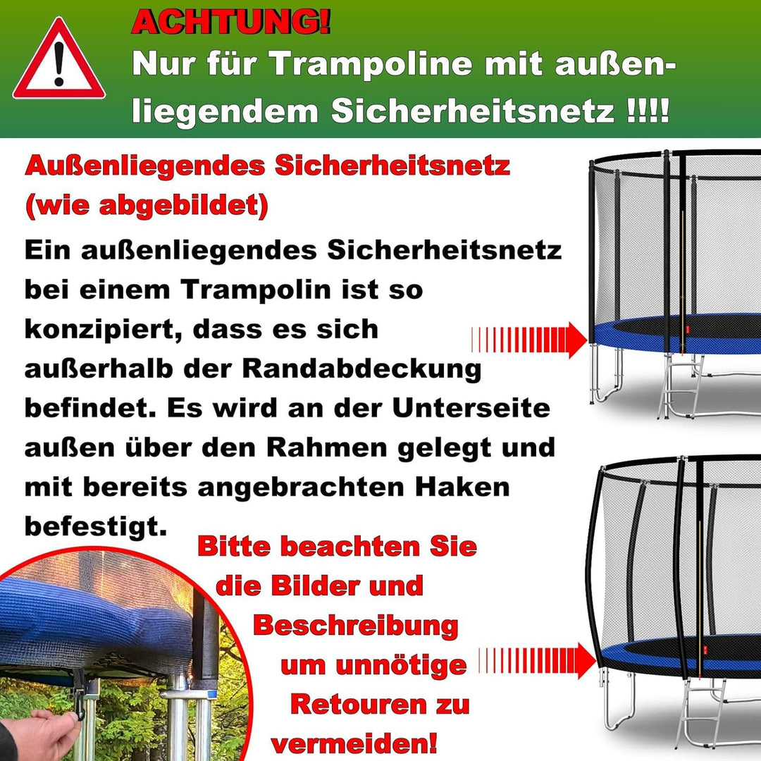 Baunsal® Trampolin Sicherheitsnetz Ø 183 185 244 250 275 277 300 305 366 370 335 337 396 400 427 430