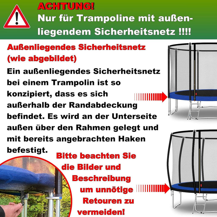 Baunsal® Trampolin Sicherheitsnetz Ø 183 185 244 250 275 277 300 305 366 370 335 337 396 400 427 430