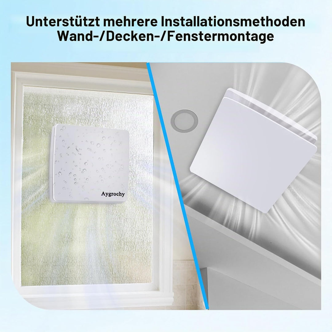 Aygrochy 100mm Badlüfter mit EU Stecker, Abluftventilator Leiser mit Rücklaufklappe, geringer Energi