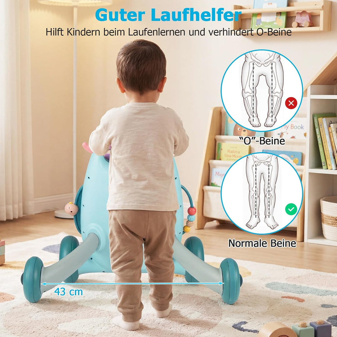 COSTWAY Lauflernwagen Baby, Lauflernhilfe mitovalem Spieler & Formen-Sortierer, Laufhilfe mit Rassel