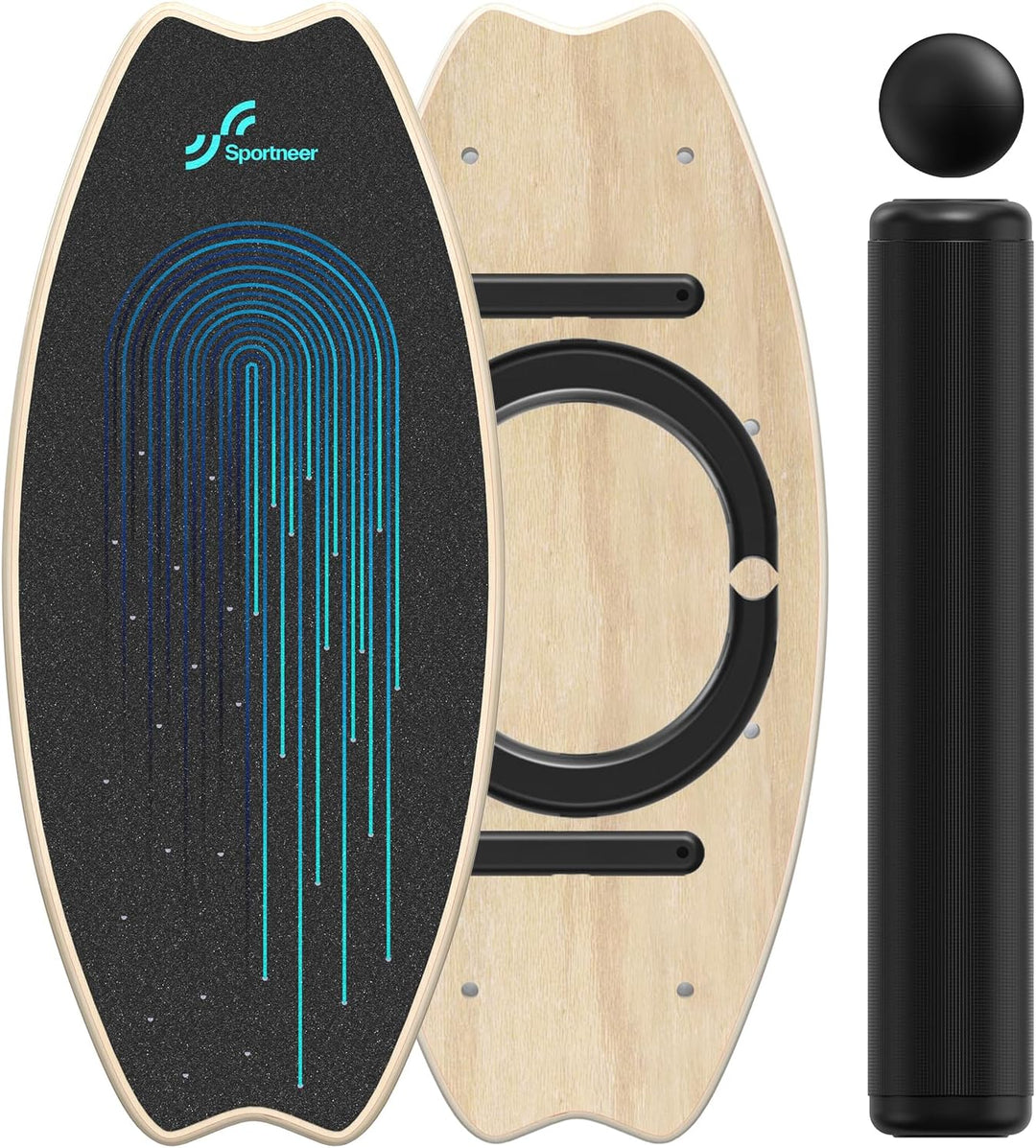 Balance Board Holz, Sportneer Indoorboard Skateboard, Indoor Surfboard Trickboard und Gleichgewichts