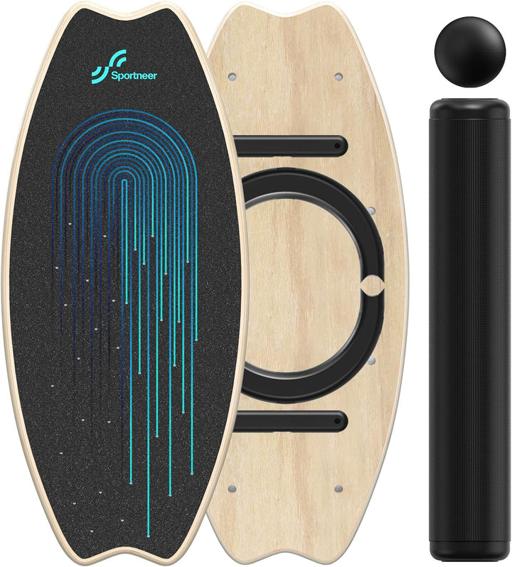 Balance Board Holz, Sportneer Indoorboard Skateboard, Indoor Surfboard Trickboard und Gleichgewichts