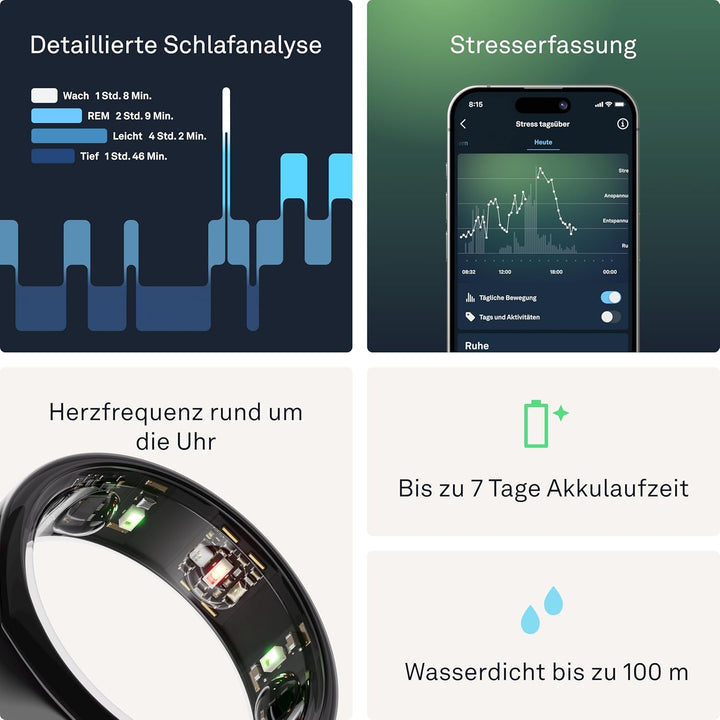 OURA Gen3 Heritage Smart-Ring - Grösse 6, Black | Wearable für Schlaf-, Herzfrequenz- und Fitnesstra