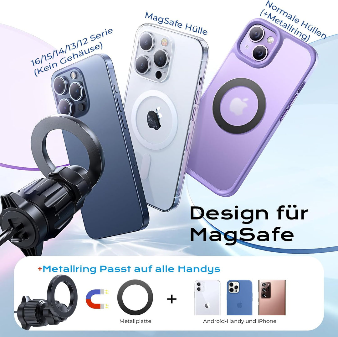 LISEN für Magsafe Autohalterung, 24X Magnet Handyhalterung Auto Magnetische, 360° Drehbar Handy Halt