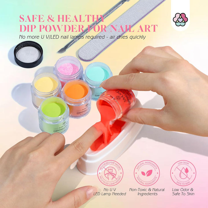 Saviland 29 Stück Dip Powder Nail Kit–20 Farben Dipping Powder Starter Kit Dipping Powder Nails Set