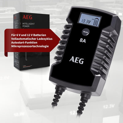 AEG Automotive 10618 Mikroprozessor-Ladegerät für Auto Batterie LD 8.0, 8 Ampere für 12/24 V, 7-HF L