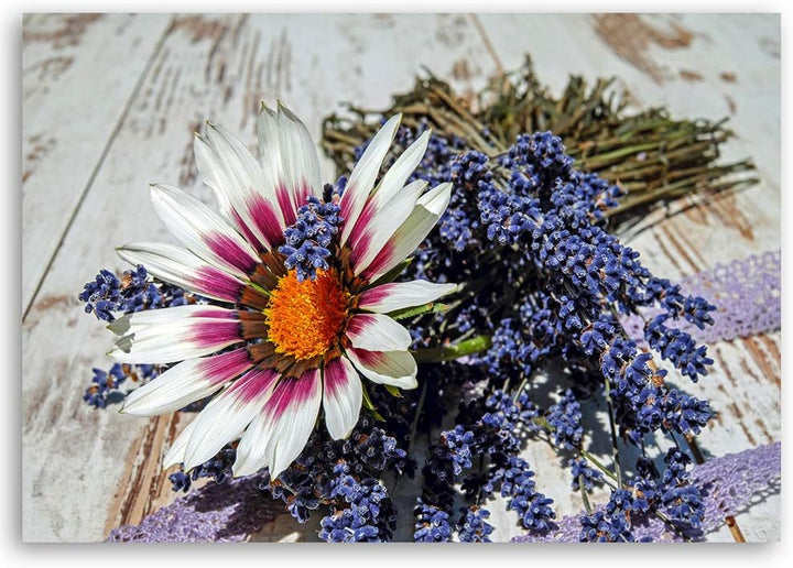 Feeby Wandbild Blume Druckbild Leinwandbild rustikal mehrfarbig 100x70 cm Leinwandbild 100x70 cm meh