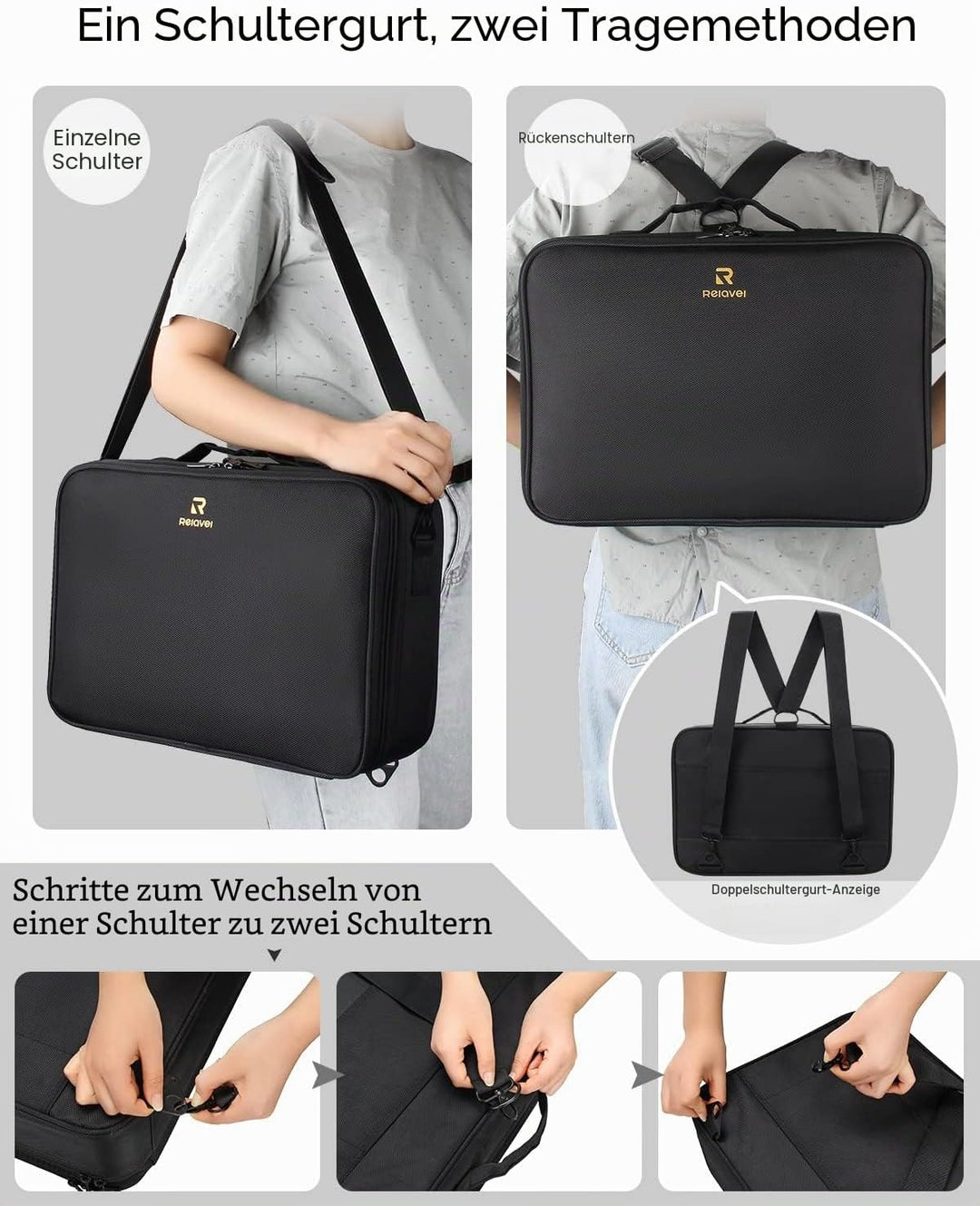 Relavel Kosmetiktasche Grosse Make up Tasche Reise Makeup Tasche Professionelle Makeup Organizer Tas