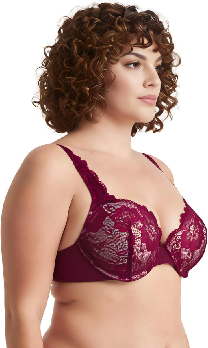 Curve Muse Damen Übergrösse Fügen Sie 1 und eine halbe Tasse hinzu Hochdrücken Bügel Spitzen-BHS 70E