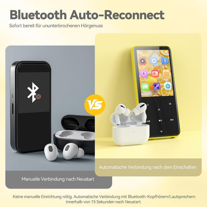 AGPTEK 2,4" MP3 Player &amp; Tasche, 64GB MP3 Player Bluetooth 5.3 HiFi Musik Kinder MP3 Player mit Laut