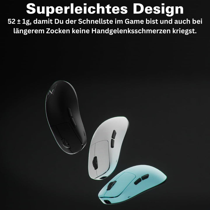 Nyfter - Premium Gaming Maus ELT Ergolight 4K Kabellos 52g Superlight Pixart PAW 3995 bis zu 26000 D
