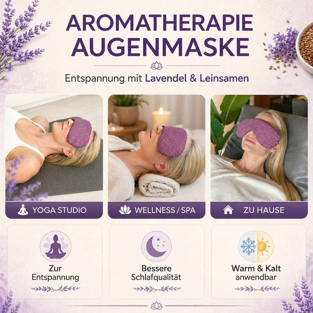 Yosana Augenkissen mit Leinsamen &amp; Lavendel Füllung I Waschbarer Baumwollbezug I Augenmaske zur Ents