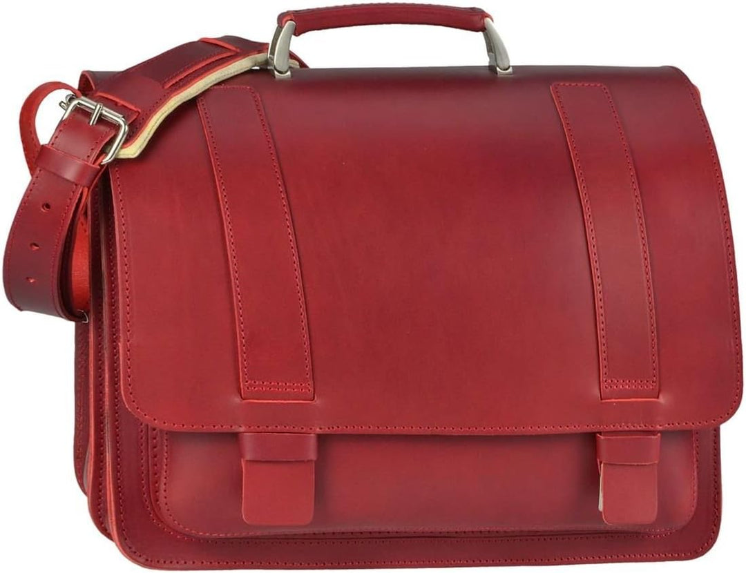 Ruitertassen Lehrertasche Leder rot Damen Herren Schultasche Aktentasche 40cm 2 Fächer
