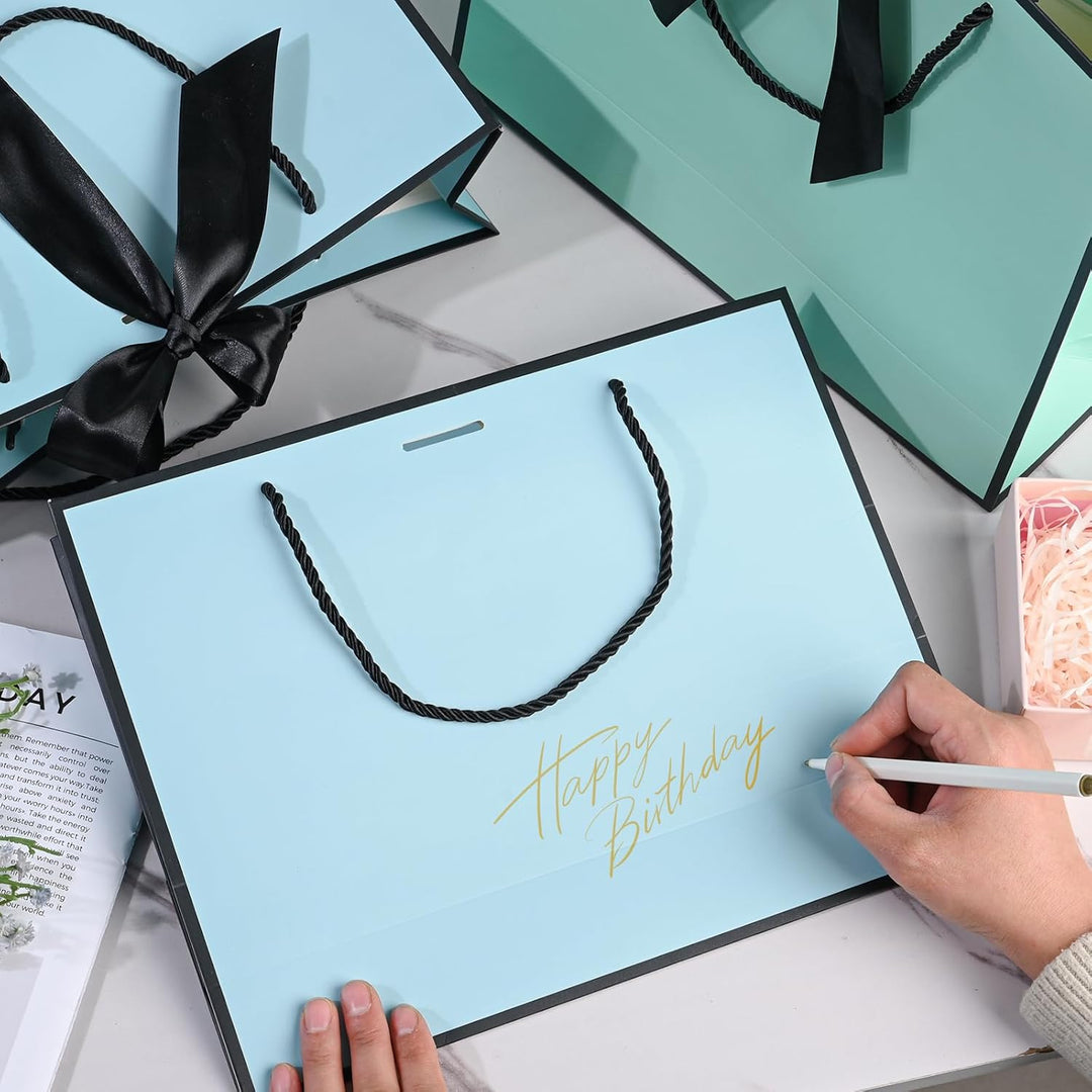 Geschenktüte mit Schleife,Geschenktüte Weiss,Geschenktaschen für Geburtstag, Hochzeit, Festivalfeier