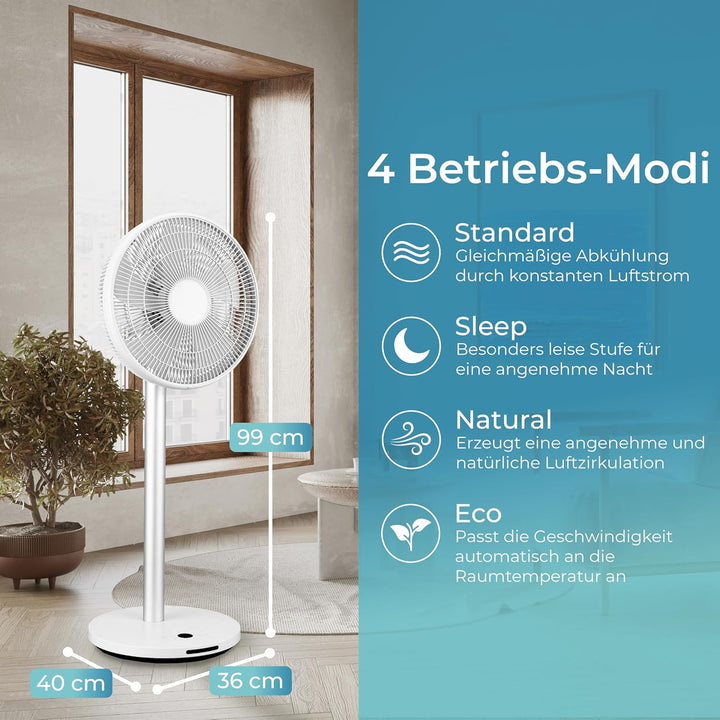 KLAMER Silent Ventilator, extra leiser DC Designventilator mit Fernbedienung, 12 Geschwindigkeitsstu