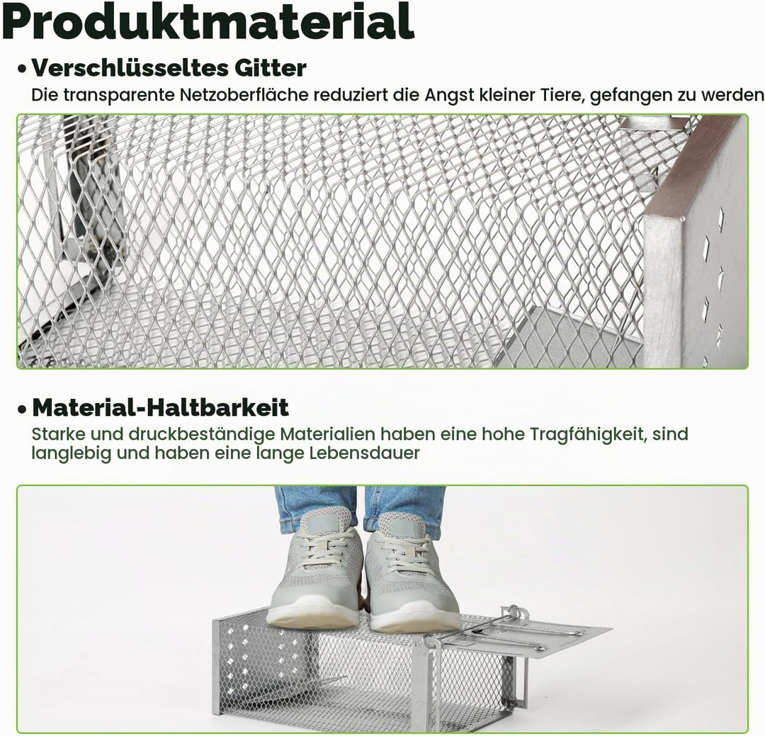 Lebendfalle Mausefalle, XXL Premium Rattenfalle Hochsensitive Mäuse-Futterfalle, Tierfreundlich &amp; Wi