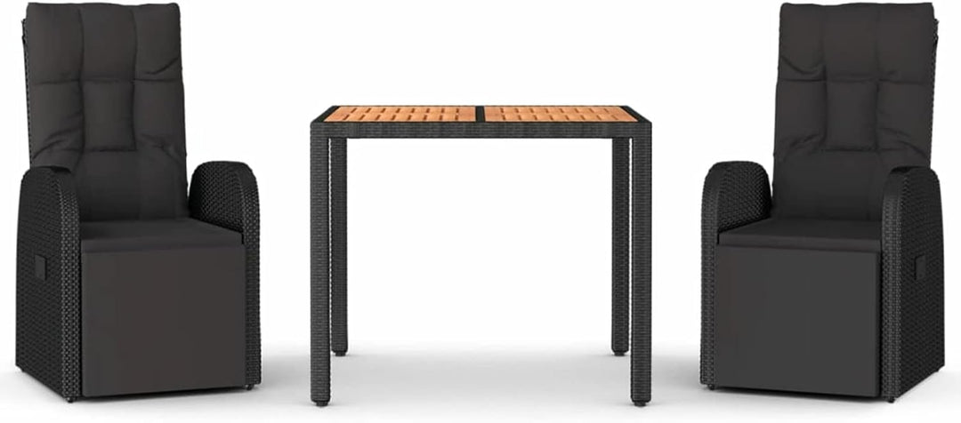 Yolola Rattanmöbel mit 2X Sessel mit Liegefunktion ausgestattet und Beistelltisch, Polyrattan Garten