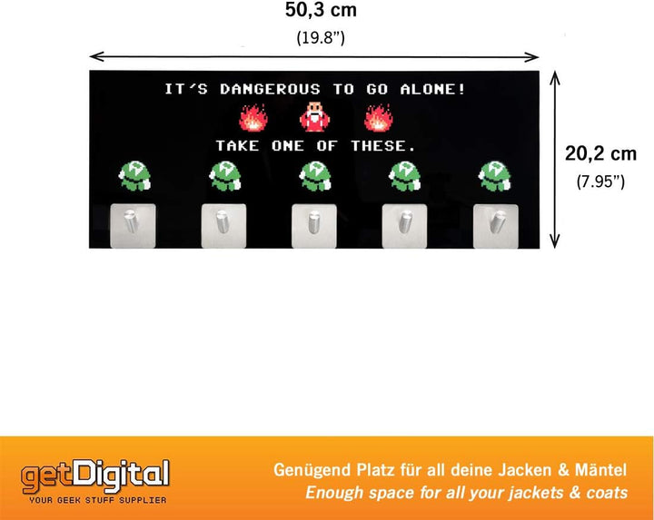 getDigital Adventure Game Wandgarderobe | Acrylglas Garderobenleiste mit 5 Kleiderhaken | Exklusiver