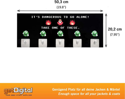 getDigital Adventure Game Wandgarderobe | Acrylglas Garderobenleiste mit 5 Kleiderhaken | Exklusiver