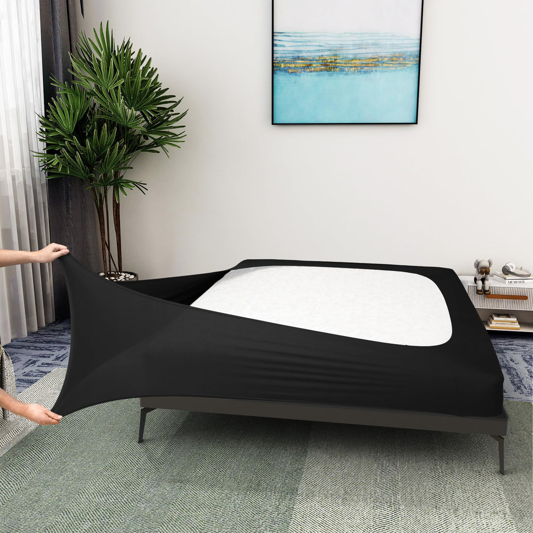 Boxspring-Bezug, Queen-Size-Grösse, Jersey-Strick und dehnbar, 4 Seiten, Bettrock für Hotel und Zuha