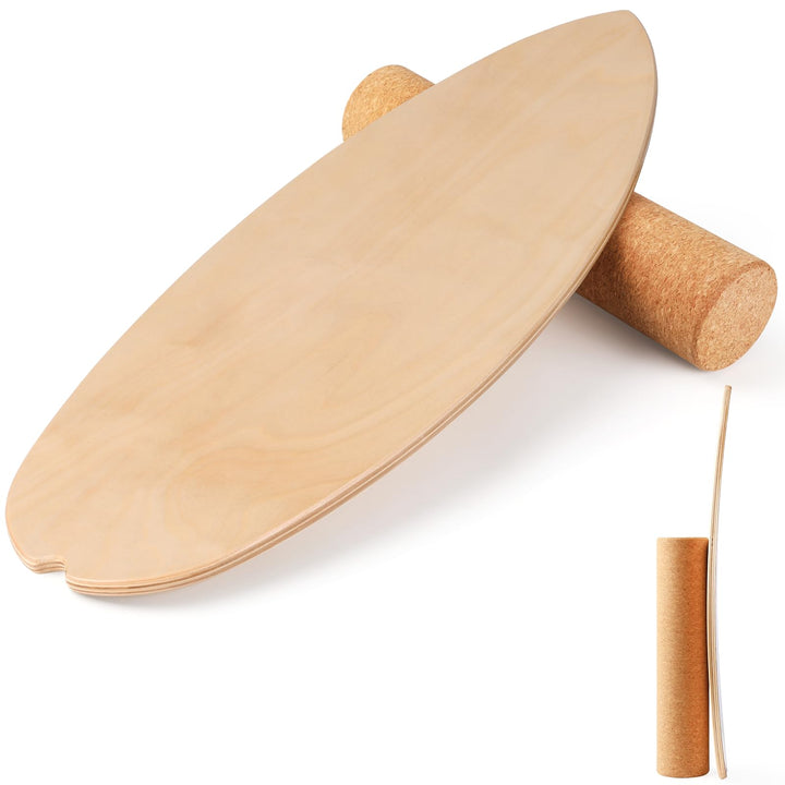Cowiewie Balance Board, 15mm Dickes BalanceBoard + 10mm Korkrolle, Balance-Board Maximale Belastung