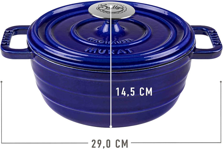 Sallys Medium Gourmet Gusseisentopf mit Deckel, emaillierte Beschichtung, Für alle Herdarten, ofenfe